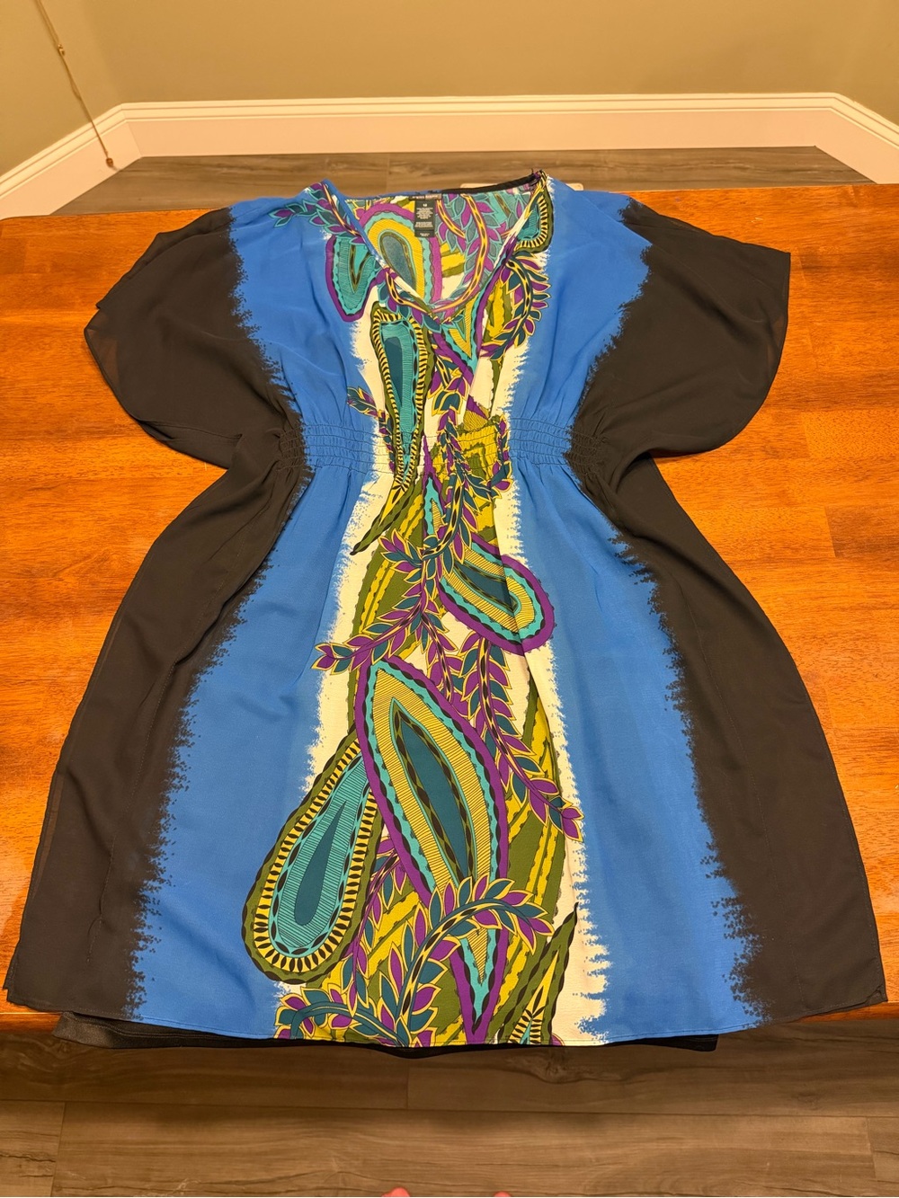 Bisou Bisou Blue Paisley-Panel Mini Dress